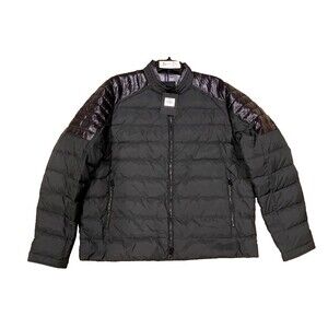 NWT Bugatchi Pompeii Puffer Down Moto Bomber Jacket  Men's sz L Black  Large